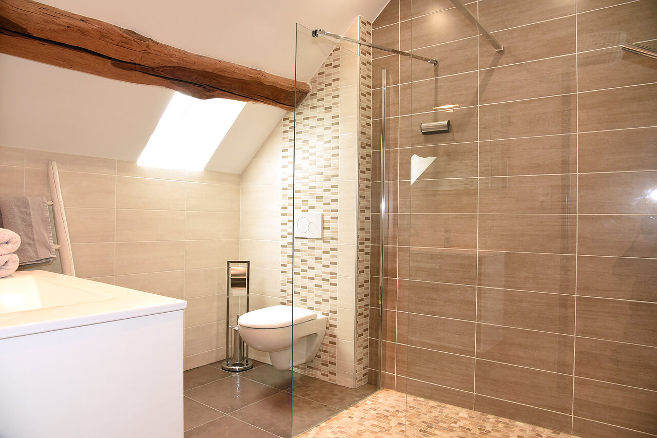 The walk-in shower